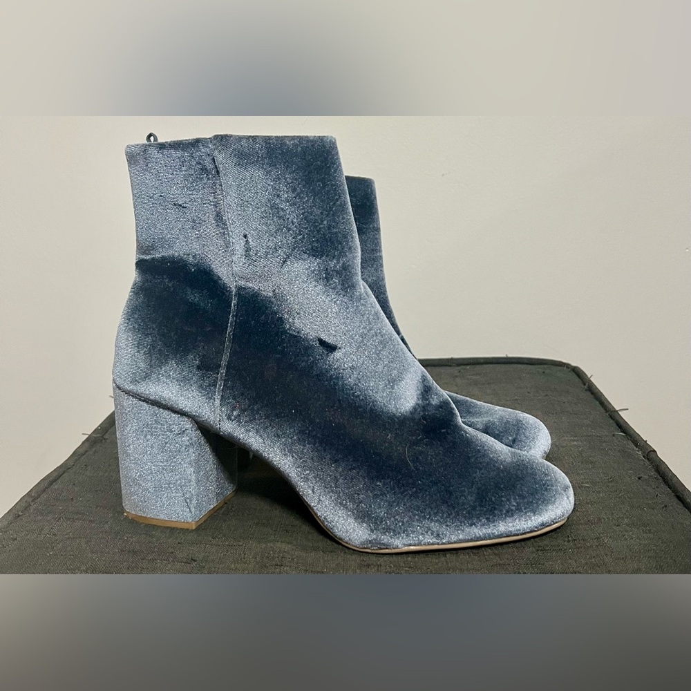 Old Navy Steel Blue Ankle Booties Velvet